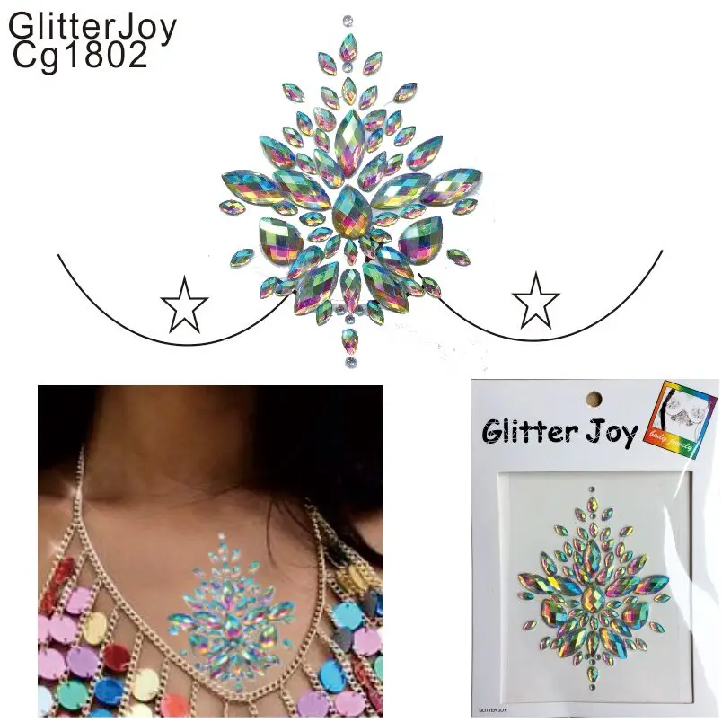 

CG1806 1Pc Good Quality Resin Breast Bling Gem Cluster Self Adhesive Stick On Jewels Body Paint Decor at Party,Clubing