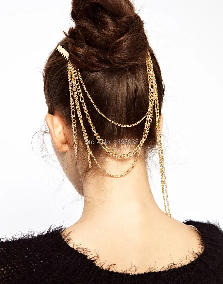 Gold Grecian Hair Comb Boho Head Pin Bohemian Accessories Women's Trendy Fashion Wedding Jewelry H0015 | Украшения и