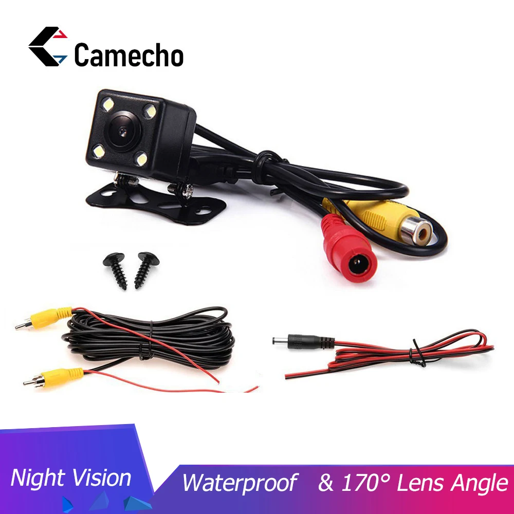 

Camecho Universal Car Rear View LED Night Vision Camera Backup Parking Reverse Camera Waterproof 170 Wide Angle HD Color Image