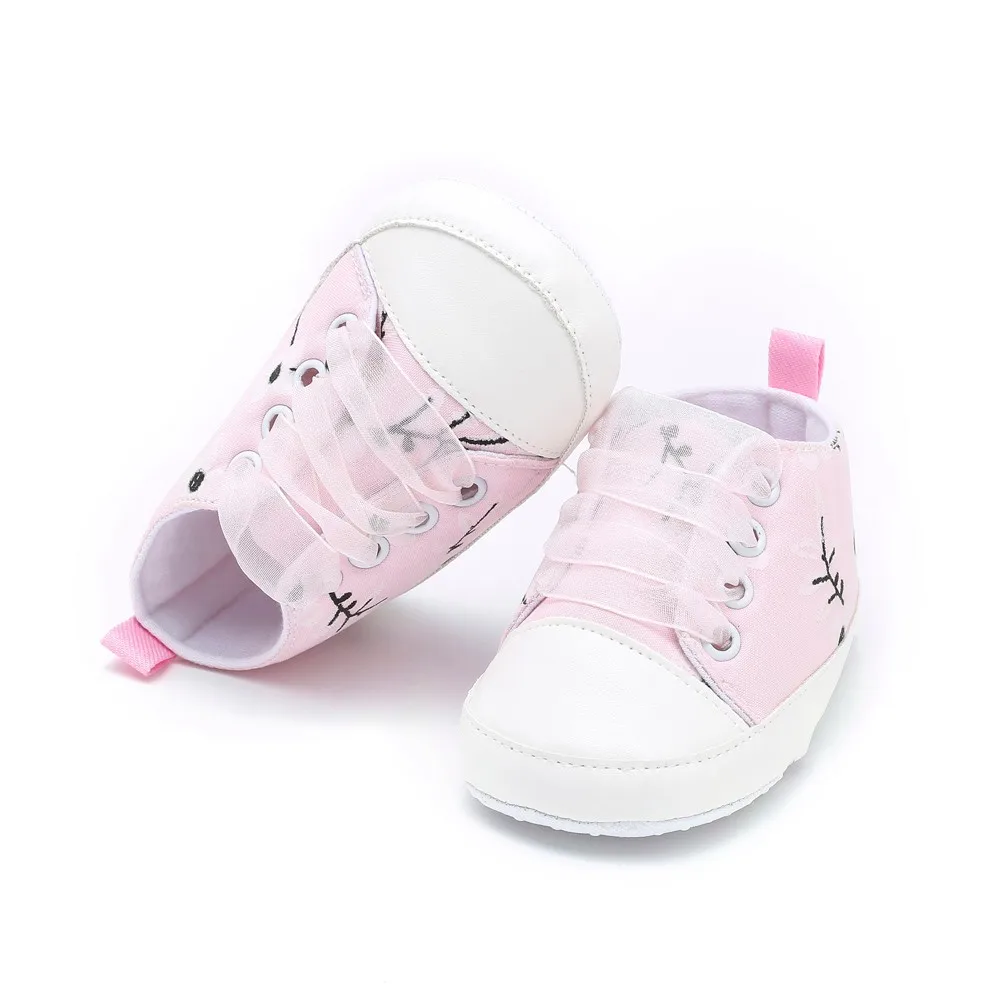 Newborn Toddler Baby Girls Boys Casual Shoes Baby Plum Embroidery Print Toddler Solid Cotton Fabric Shoes Zapatos De Bebe
