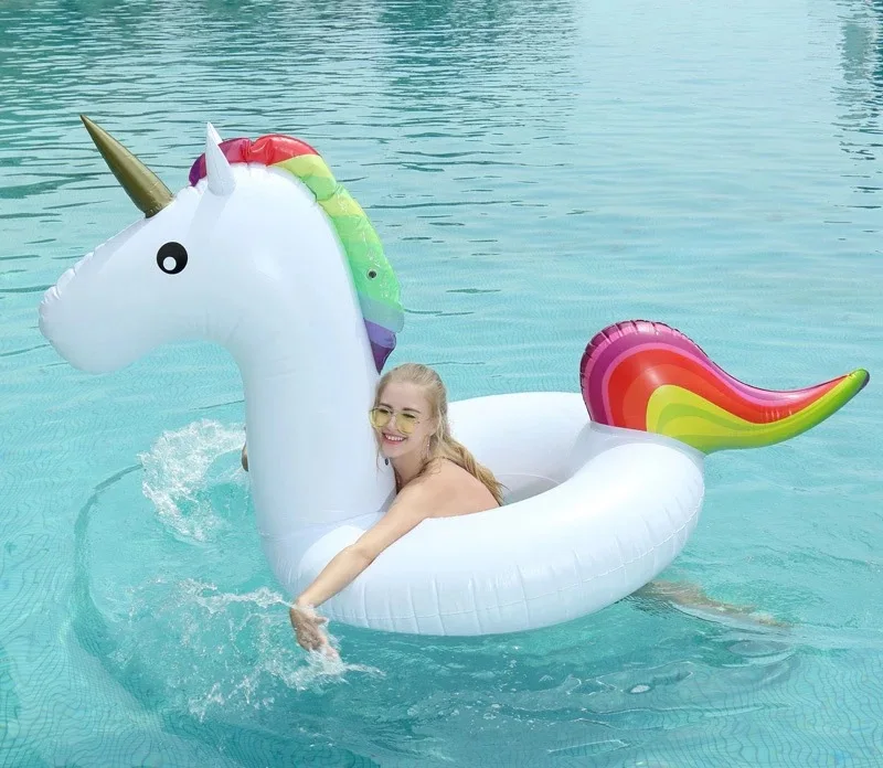 

Inflatable Rainbow Unicorn Swimming Ring Giant Pool Float Toys Mattress Swimming Circle For Kids Beach Water Party Toys