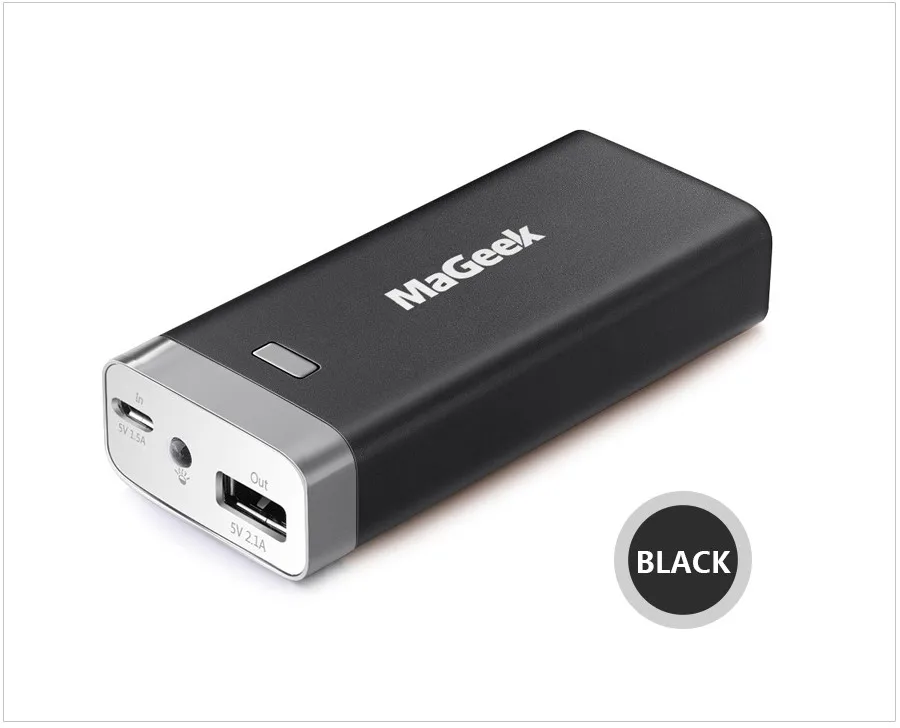 MaGeek power Bank 6400 мАч Внешняя резервная батарея портативная Резервная мощность для iPad iPhone samsung htc сотовый телефон LG телефоны - Цвет: Черный