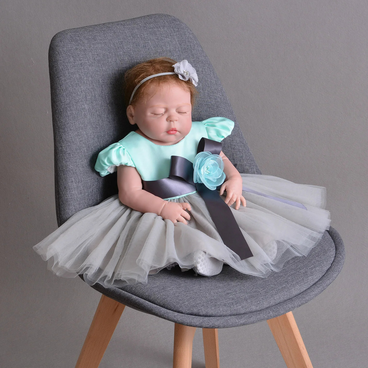 Blue Gray Baby Dress 1 2 Year Old Birthday Formal Weddings Flower Baby
