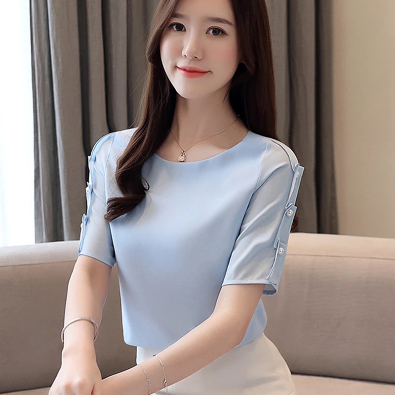 

Korean Fashion Chiffon Women Blouses Short Sleeve White Women Shirts Plus Size XXL Womens Tops and Blusas Femininas Elegante