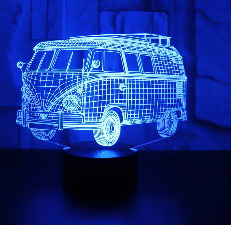 

3D LED Night Light Bus Car with 7 Colors Light for Home Decoration Lamp Amazing Visualization Optical Illusion Awesome