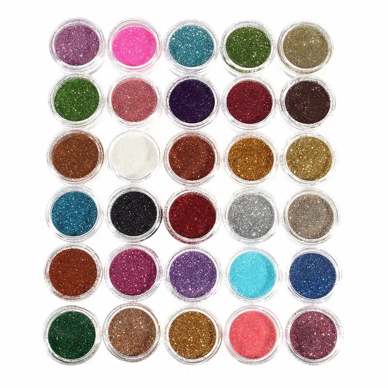 

30Pcs/Set Hot Sale Pigment Glitter Mineral Spangle Nail Makeup New Beauty 30 Mixed Colors Eyeshadow Powder Cosmetic Maquiagem