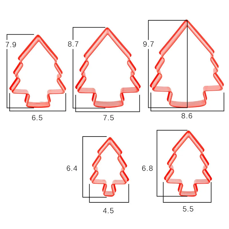 OBRKING 5 шт./компл. Пластик Рождественская елка форме Печенье Cutter Set Торт Плесень печенье отделочных работ Кухня аксессуары