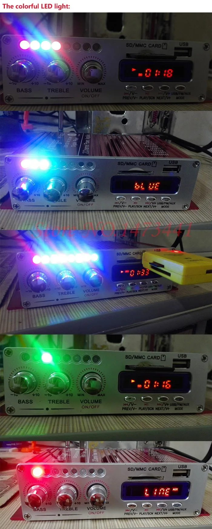 Wholesale DC 12V Mini Bluetooth Amplifiers Headphone Amp SD/USB Play FM Radio With Remote Control For Home/Car Dac plate amplifier