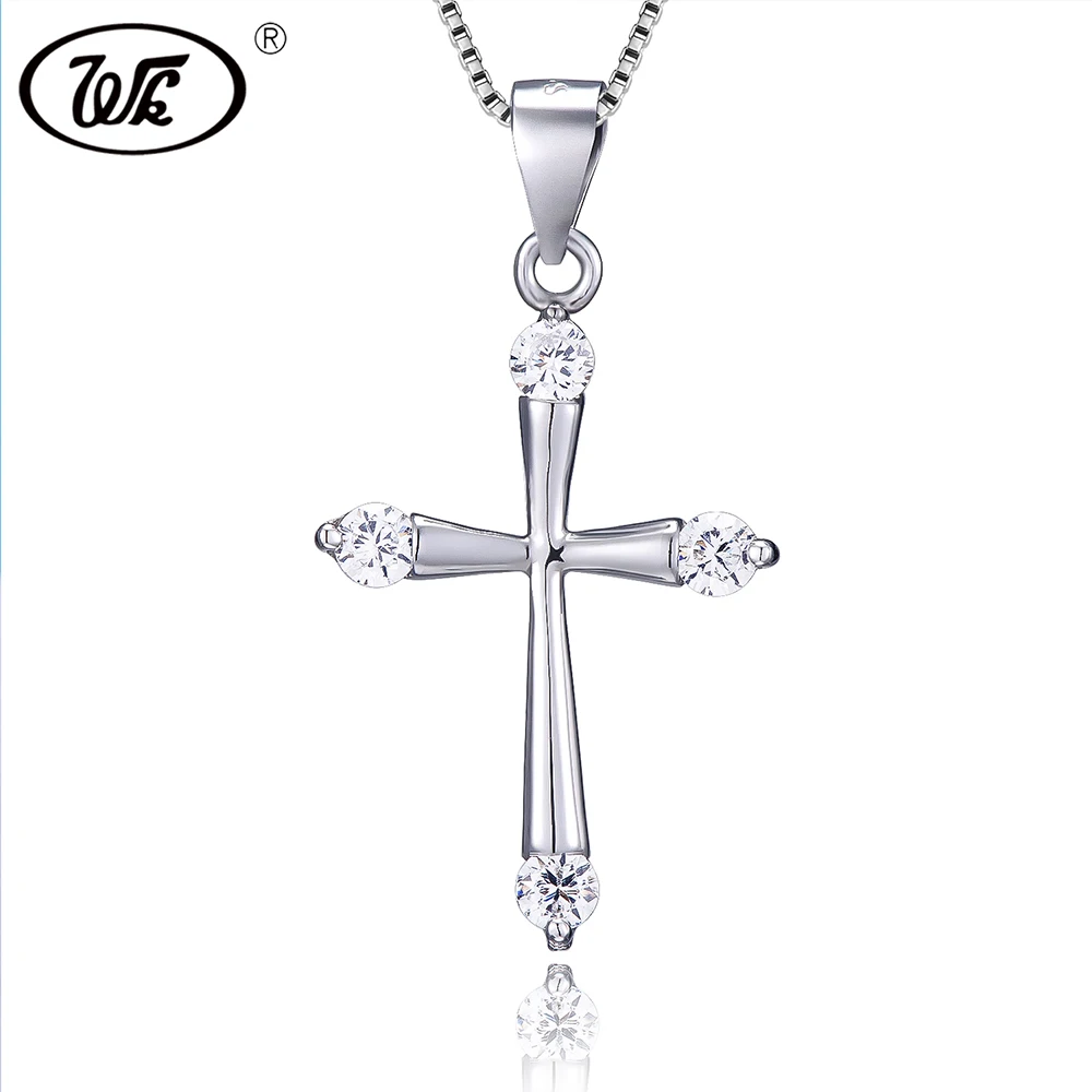 WK 925 Sterling Silver Cross Necklace 