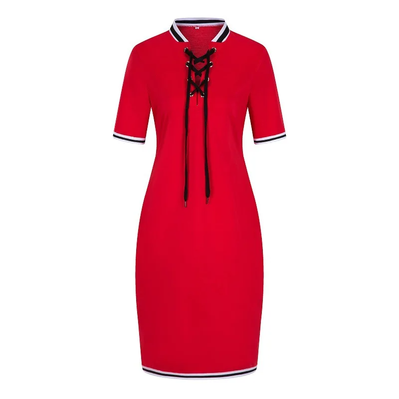 

Short Solid Polo Dresses Casual Bodycon Dress Summer Turn-down Collar Dress Women Plus Size L XL XXL XXXL 4XL 5XL 6XL