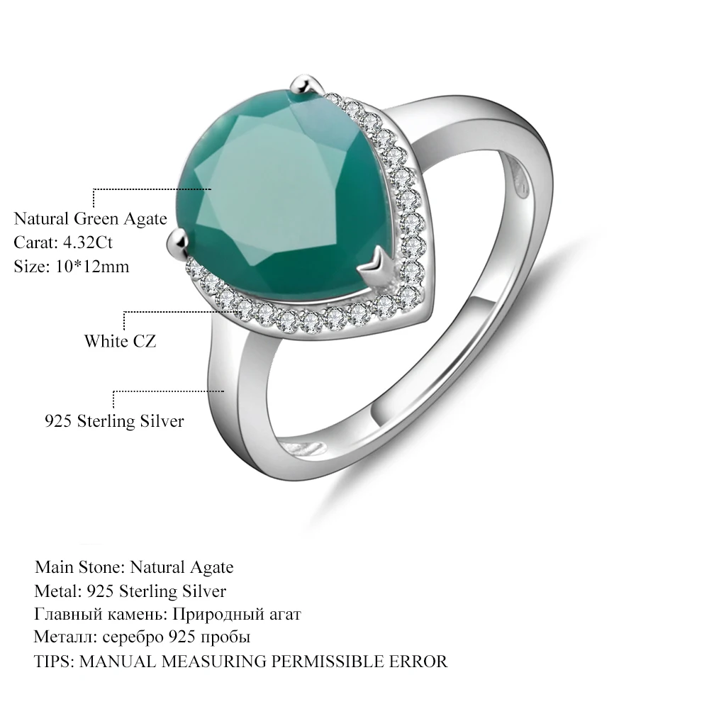 Женское кольцо из серебра 925 пробы с зеленым агатом|fine jewelry|gemstone jewelryjewelry engagement ring |
