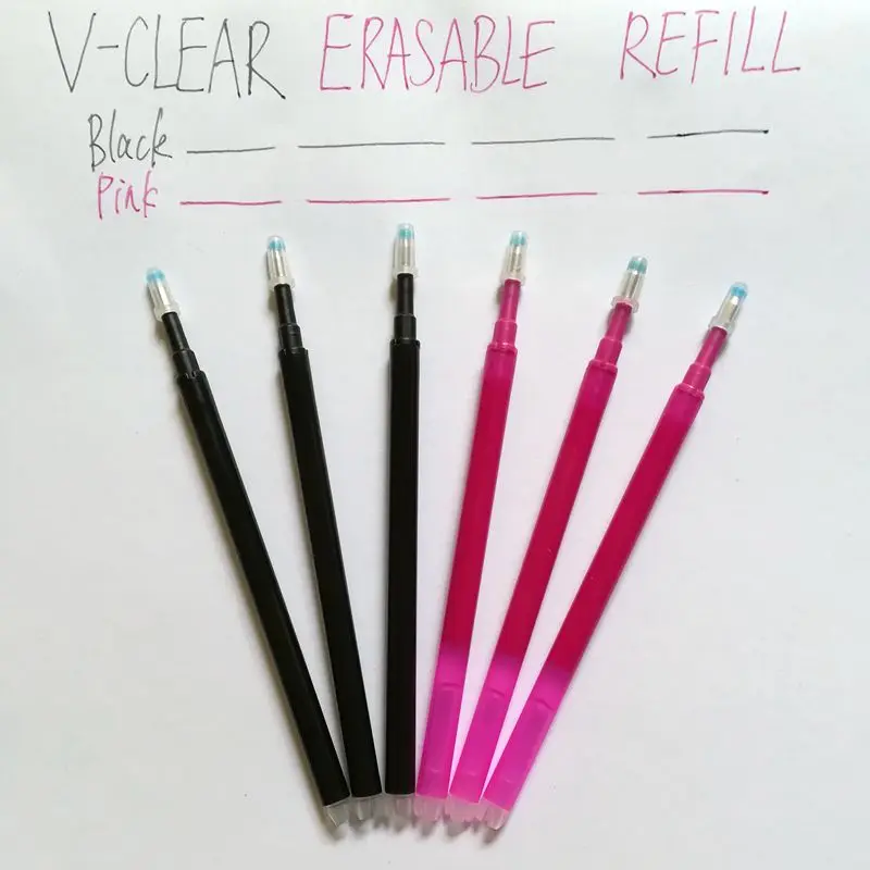 

Wholesale 6PCS 0.7mm Tip Refill Erasable Pen Pink/Black Ink Refill Magic Gel Pen Office Supplies Student Exam Spare Unisex Pens