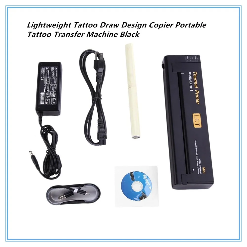 

Professional Lightweight US/EU Plug Tattoo Drawing Design Copier Portable Tattoo Transfer Machine Paper Maker Printer Black New