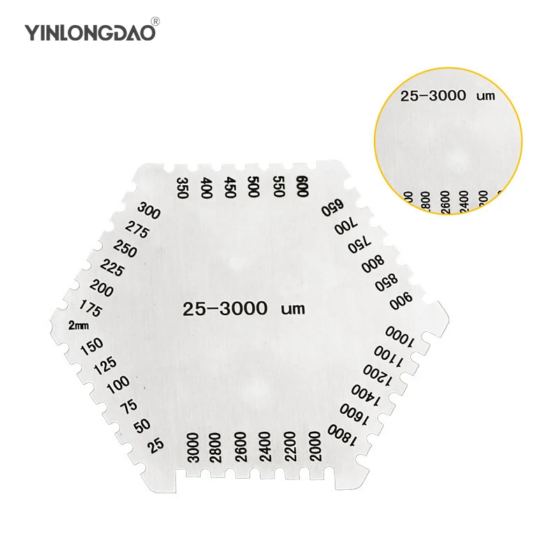 

High precision hexagon stainless steel Wet film comb 25-3000um Paint wet film thickness gauge Comb thickness gauge meter tester