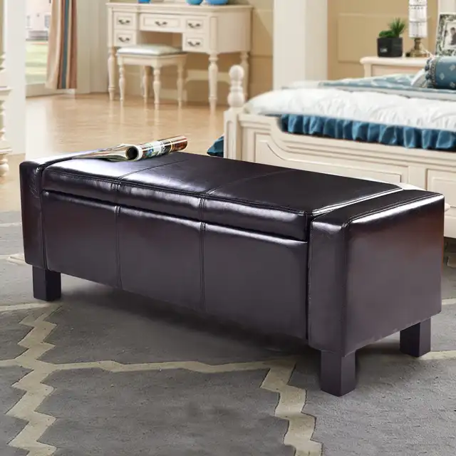Giantex 43 Pu Leather Storage Ottoman Bed Living Room Bench Pu Leather Storage Ottoman Bed