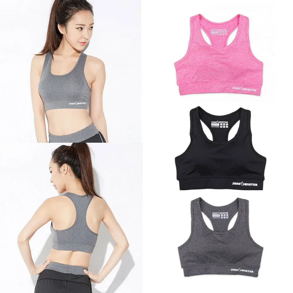

Women Fitness Stretch Workout Tank Top Sexy Seamless Racerback Padded Sports Tops Running Clothing
