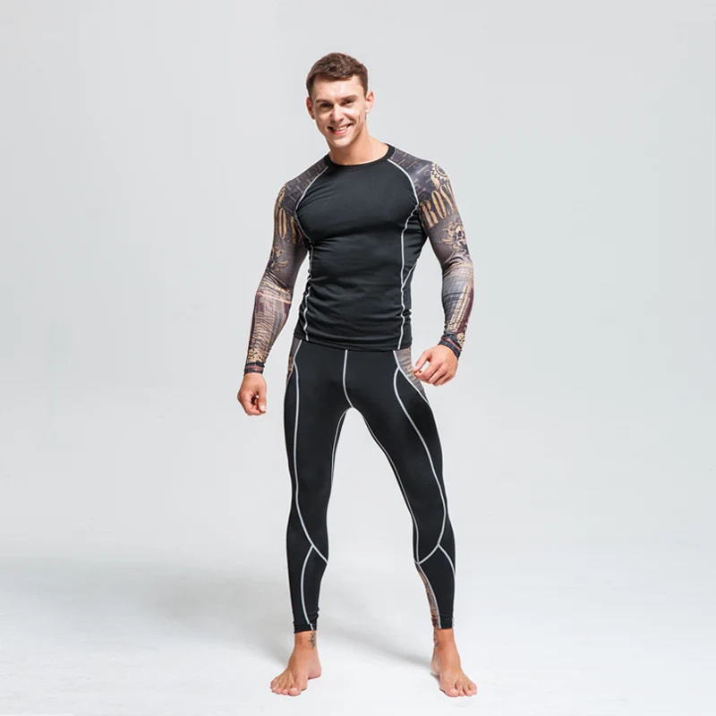 Для мужчин Спорт Йога костюм сжатия тренировки бег спортивная одежда спортивный костюм сухой подходят Женский Фитнес Спортивная