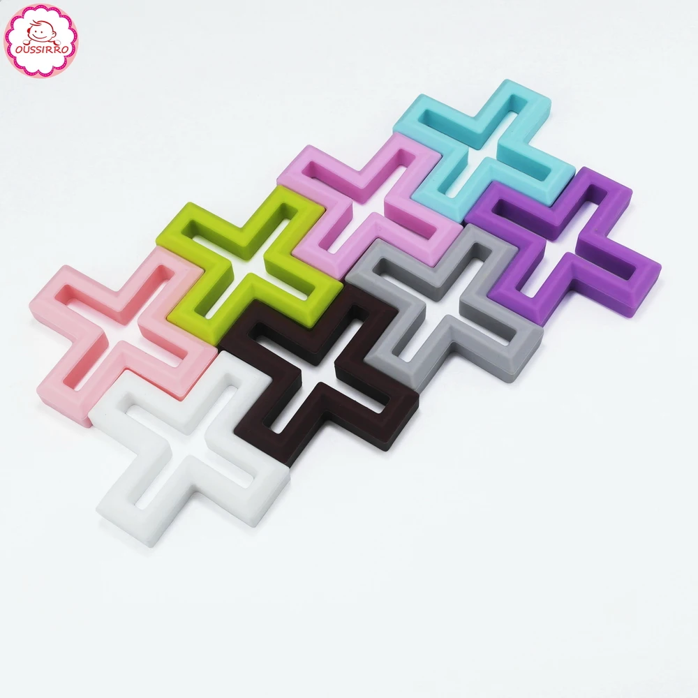 

10PCS Food Grade Safe and Natual Silicone Teething Chewable Pendant Nursing Necklace Baby Pacifier Dummy Cross Teether Toy