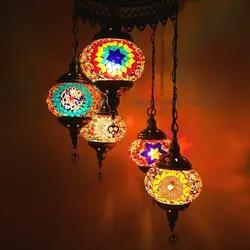 5 головок Турции этнические обычаи мозаика ручной работы лампы Романтический отель Кафе Ресторан Бар подвесной светильник гостиной балкон