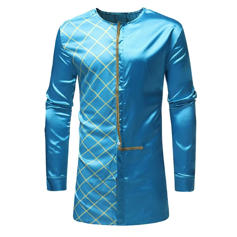 African Fashion Mens Shirt Long Sleeve O-neck Button Up Casual Suit 2018 Print Tops Wear Men Clothes | Тематическая одежда и