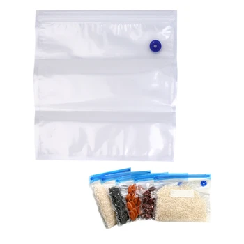 

5pcs Reusable Vacuum Bag Zipper Food Storage Bags Kitchen Fresh-keeping 27x29CM