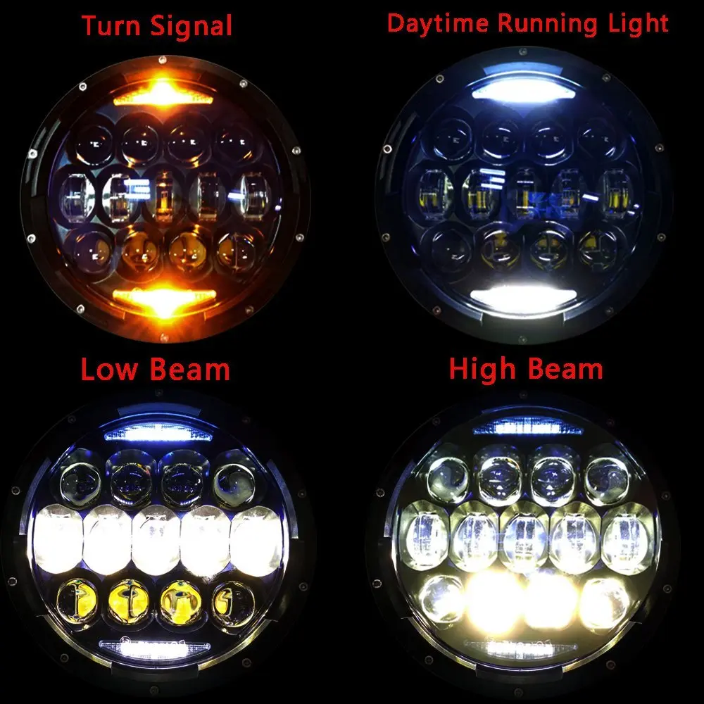Exclusive Blue Projector Lens Brightest 7 inch LED Headlights Amber Turn Signal DRL Bulbs Kit for Jeep Wrangler JK LJ JKU TJ CJ Sahara Rubicon Freedom Dragon Edition Unlimited Headl