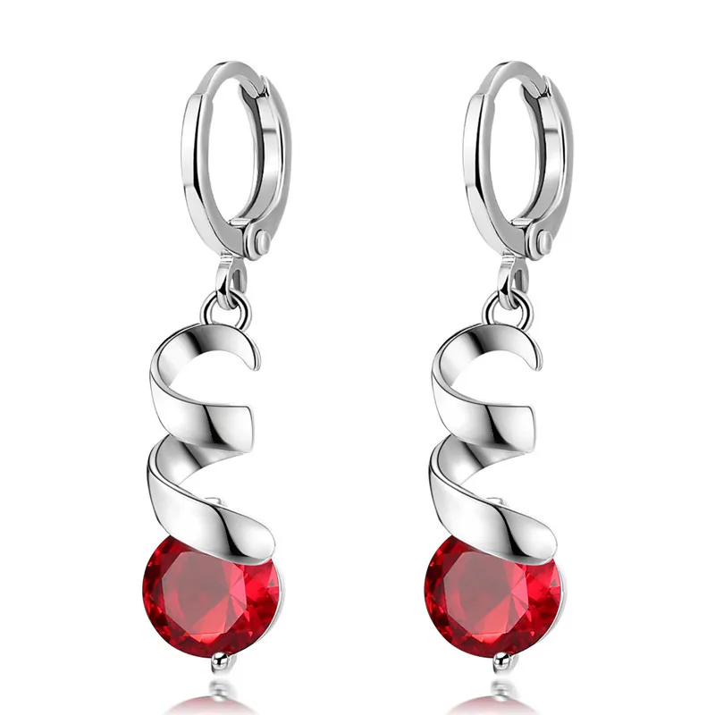 

FYM Luxury 4 Colors Twist Spiral Shape Crystal Drop Earrings Cubic Zircon Dangle Earrings Jewelry Earring for Women Party