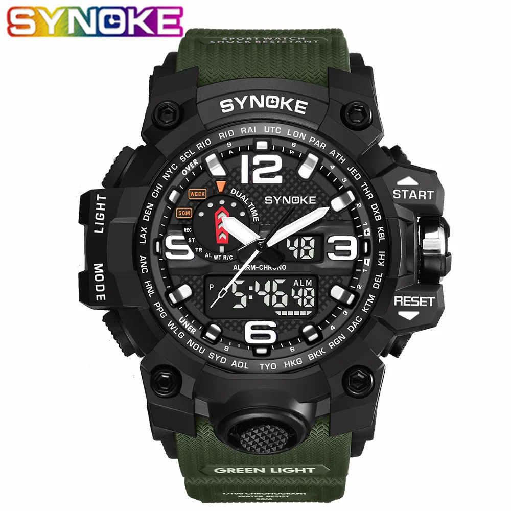 

SYNOKE Men's Watch New Arrival Fashion G Style Waterproof Sports Military Watch Shock Luxury Fitness Digital Sports Watches Men
