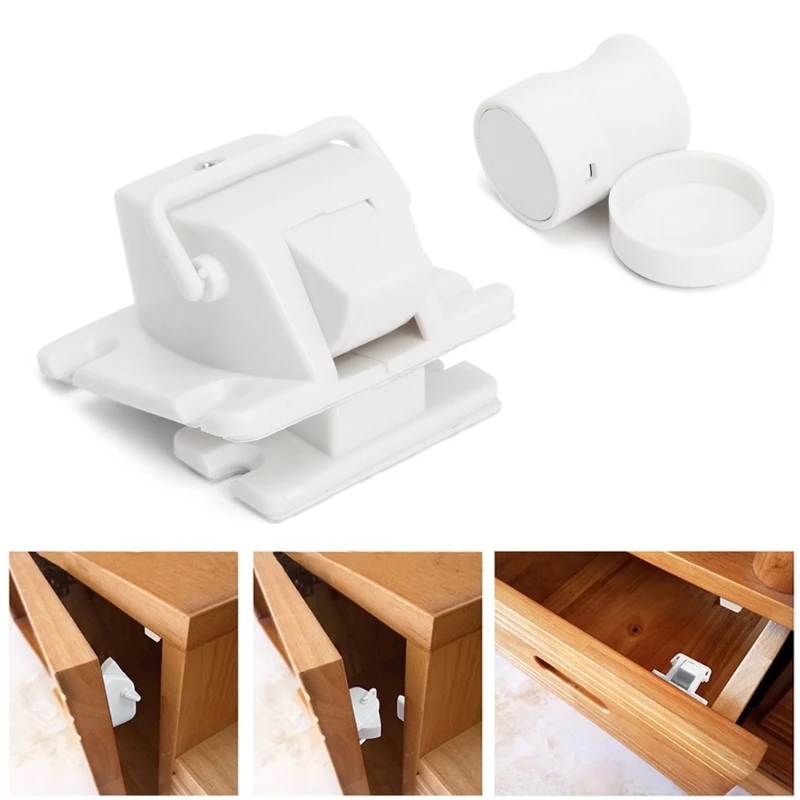 Baba Jay Magnetic Child Safety Locks For Cabinets & Drawers - 10 Locks With 2 Keys, Easy Adhesive Installation, Invisible From Outside