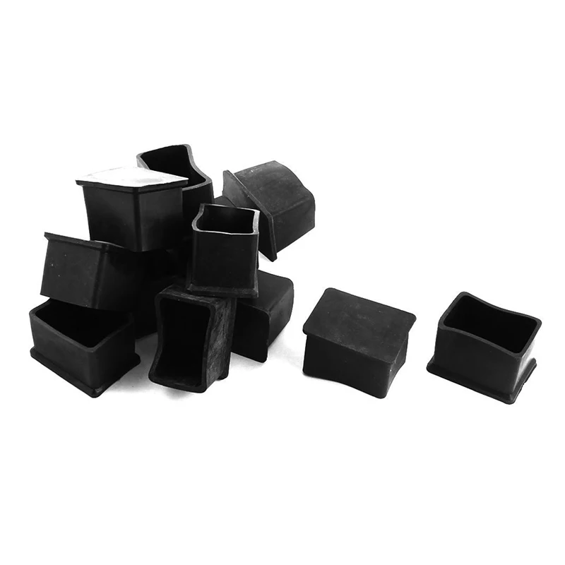 

12Pcs Furniture Rectangle Leg Protector PVC Soft Glue Foot 25mmx38mm Black