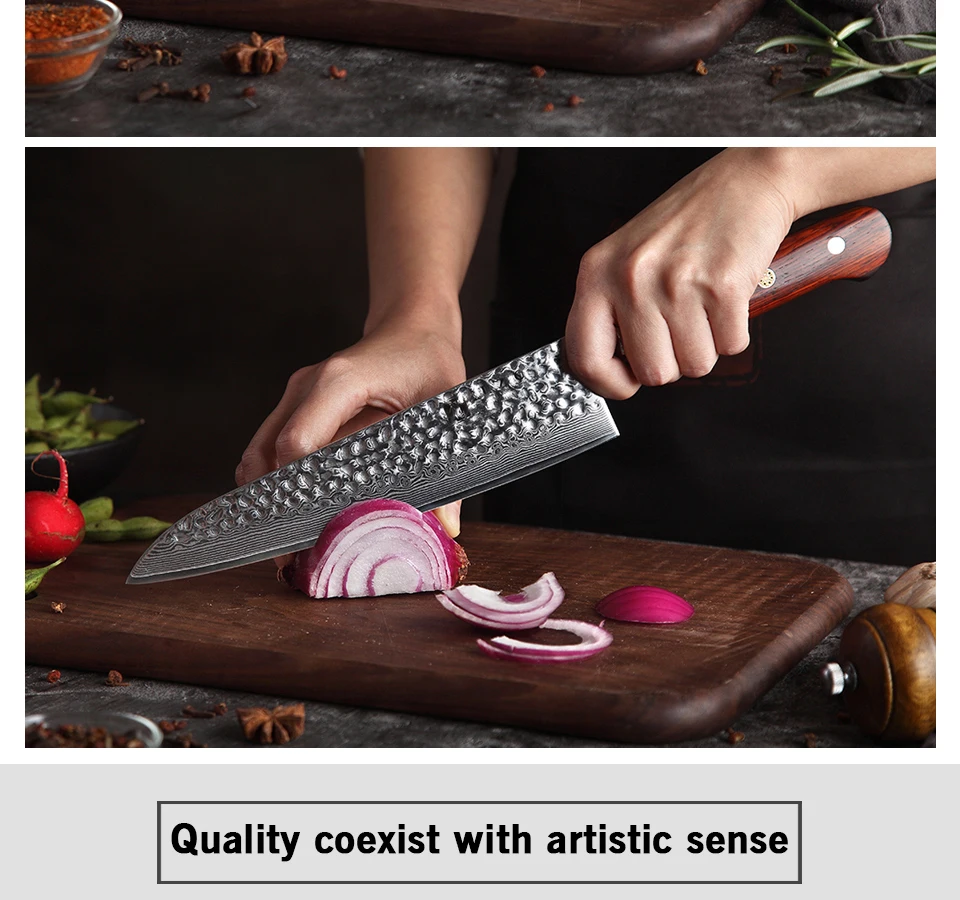 XINZUO 7 шт. набор кухонных ножей Дамасская сталь лезвия наборы шеф-ножей Santoku утилита для очистки овощей Кухонные инструменты Палисандр Ручка