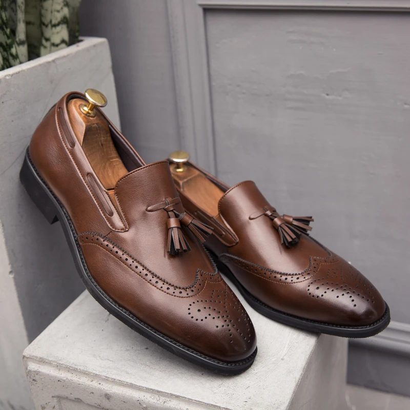 elegant formal leather shoes men luxury brand tassel dress male footwear italian office wedding moccasins homme brogue oxfords (4)