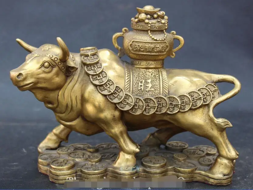 

Chinese Feng Shui Bronze Wealth Money Zodiac Year Animal Cattle bull ox Statue