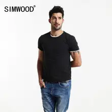 SIMWOOD летняя новая Однотонная футболка мужская повседневная классическая Базовая футболка с круглым вырезом Повседневная Высококачественная футболка TD1073