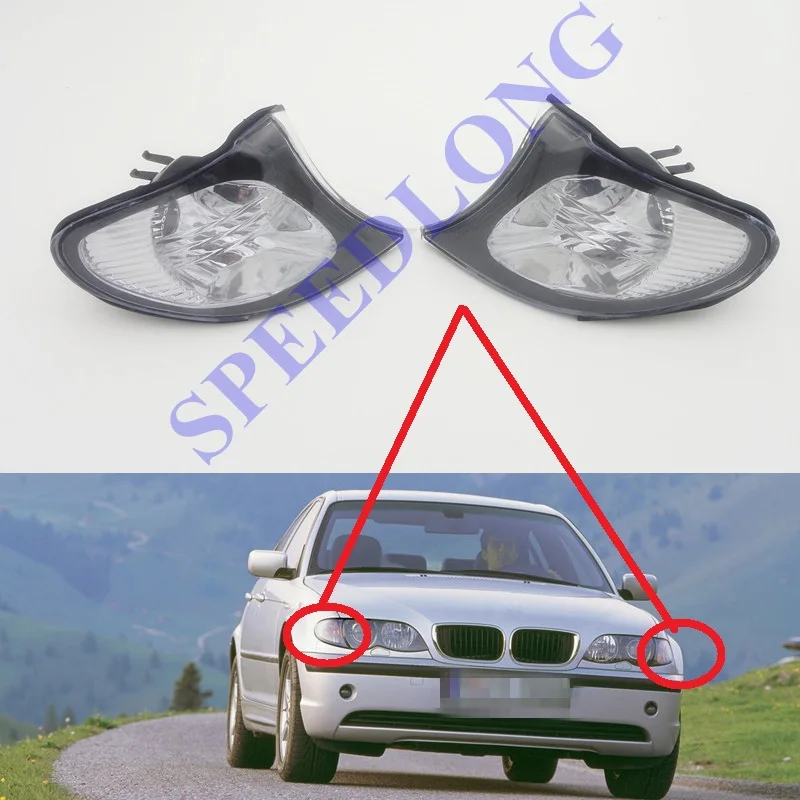 2 Pcs/Pair White Front Corner Lights Turn Signals Lamps for BMW 3 Series E46 new moldel 2001