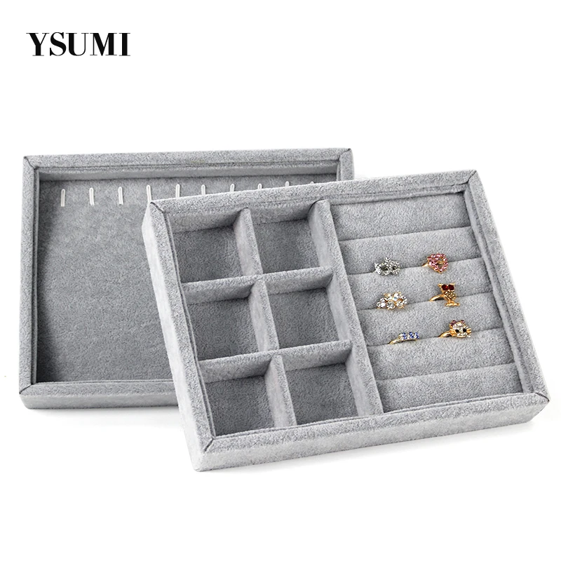 

YSUMI Gray Jewelry Display Stand Jewelry Organizer Storage Tray Ring Earring Bracelet Small Size Jewelry display Box/Tray