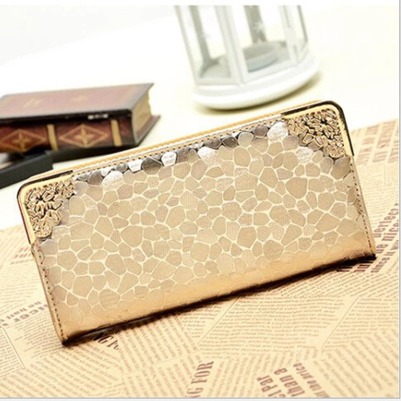  2016 gold pattern coin purse ladies fashion wallets pu leather clutch wallets women purses brand portfolios female wallets 