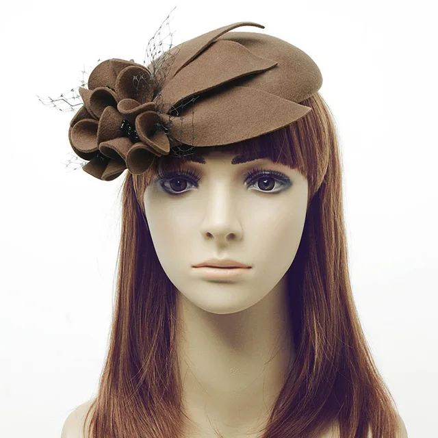Clip Flower Fascinator With Veil Fashion Australia Wool Women Ladies