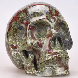 Большие размеры 6''Quartz кристалл скульптура черепа натуральный дракон крови яшма резные реальное Исцеление Кристалл череп Статуэтка