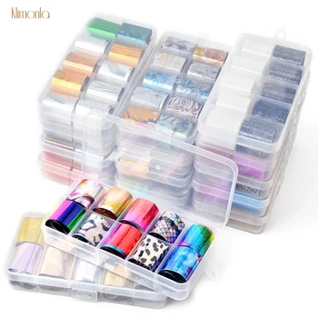 

1 Box Colorful Nail Foil 10 Colors Laser Starry Sky Nail Art Stickers DIY Transfer Nail Wrap Decals Manicure Decoration Tips