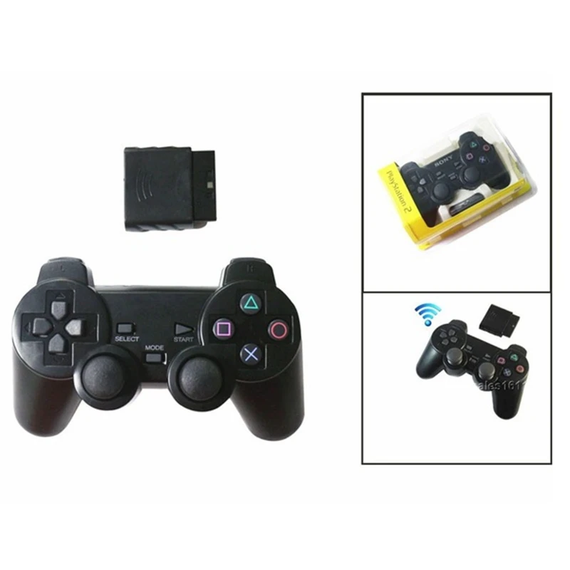 

Gamepad - wireless dual vibration controller, remote control, black color, suitable for PS2 game wireless receiver.TW-419