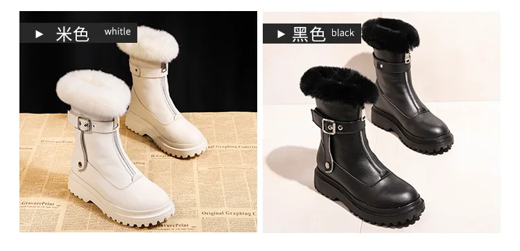 SWYIVY/женские зимние ботинки из водонепроницаемого дышащего материала; Новинка года; Белая теплая хлопковая обувь на платформе с металлическими пуговицами; зимние ботинки средней высоты