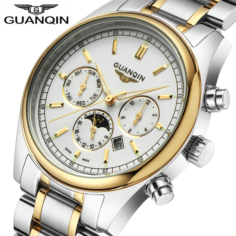 Relogio Masculino 2020 Брендовые Часы мужские GUANQIN деловые s золотые 316L нержавеющие
