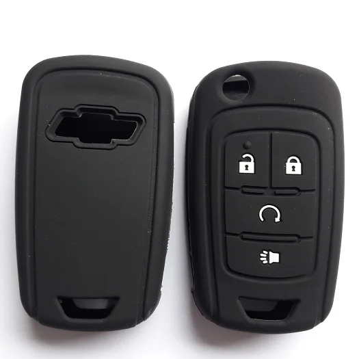 RUNFA Авто силикагель автомобильный чехол для ключей защитный держатель для Chevrolet Chevy Sonic Trax 4 кнопки Флип складной брелок крышка - Название цвета: Черный
