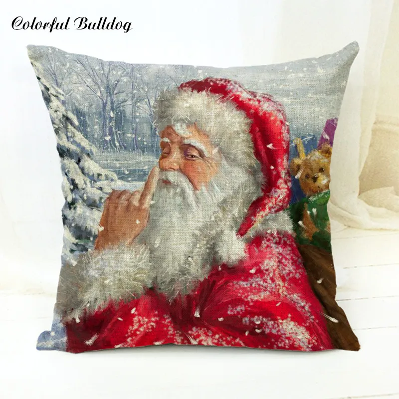 Подарок на год, чехол для подушки с изображением рождественской елки, чехол для подушки с изображением Санта Клауса, 45*45 см, декоративные чехлы для сидений на санях - Цвет: 23