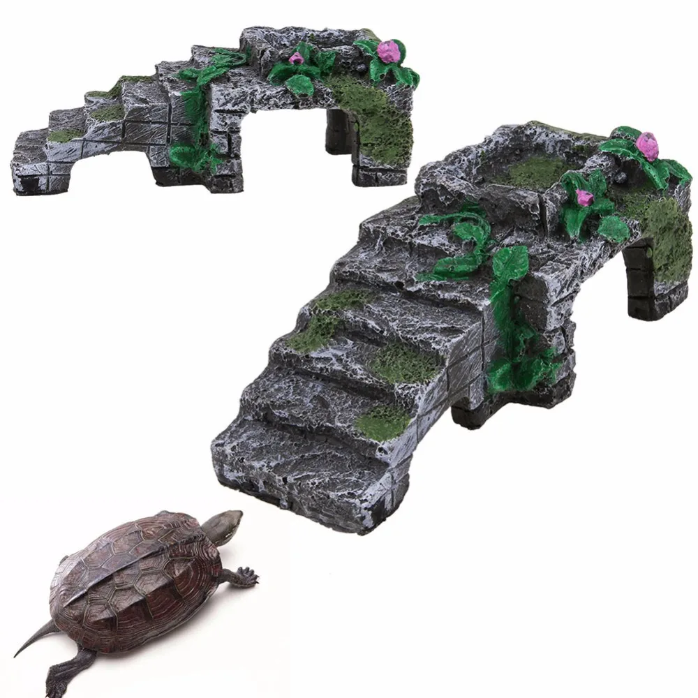 

Resin Aquarium Ornaments Turtle Rock Ladder Island AmphibiansTortoise Basking Reptile Climbing Platform Tank Cave Decoration