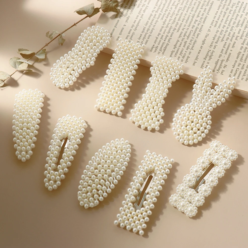 

10 Style Imitation Pearl Hair Clip for Women Girls Elegant Korean Design Snap Barrette Stick Hairpin Hair Styling Accessories
