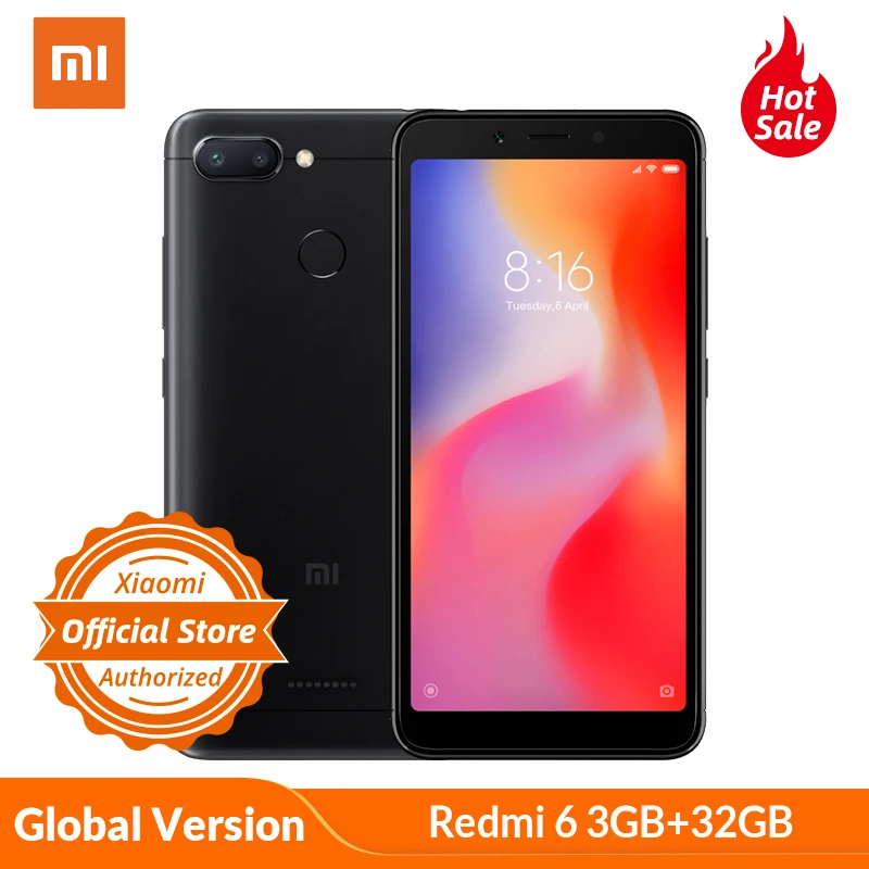 Глобальная версия Xiaomi Redmi 6 3GB 32GB 5 45 ''полный экран Helio P22 Восьмиядерный