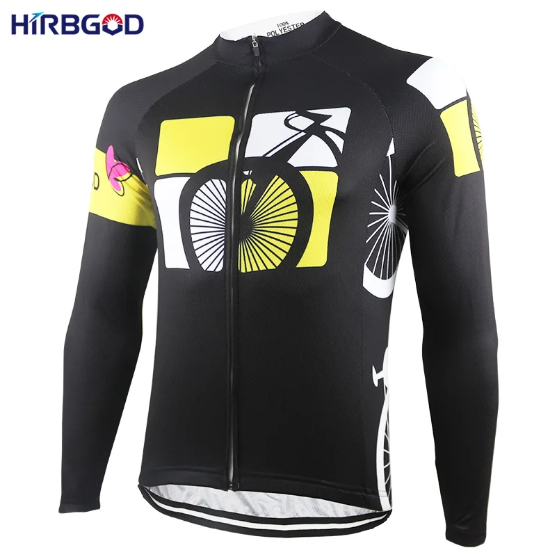 HIRBGOD Stylish Bicycle Print Classical Men's Long Sleeve Cycling