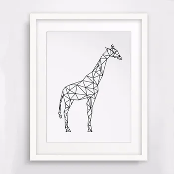

HOT Giraffe Art Prints Wall Art Canvas Poste, Geometric Giraffe Animal Art, Morden Nursery Kids Room Decor, Frame Not included